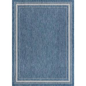 Outdoor Border Soft Border Blue 10 ft. x 14 ft. 1 in. Area Rug