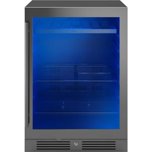 Presrv 24 in. 7-Bottle and 108-Can Single Zone Beverage Cooler in Black Stainless Steel