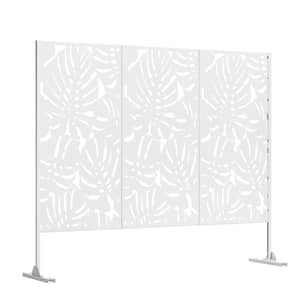 75 in. W x 48 in. H White Modern Metal Outdoor Privacy Screen Fence