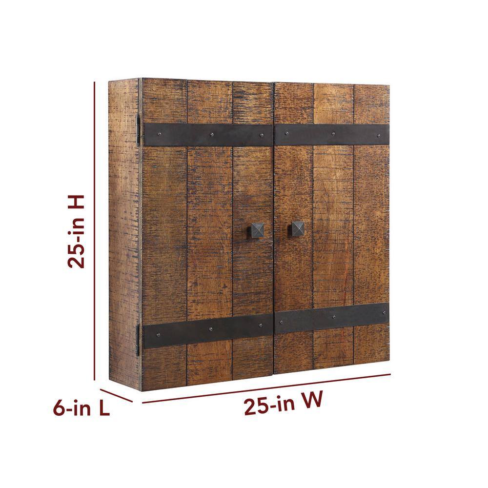 Rustic Oak Solid Wood Dartboard Cabinet Set with Bristle Board