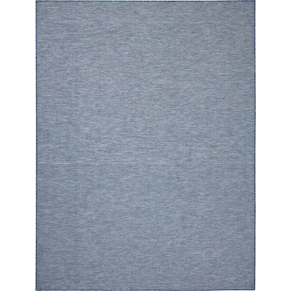 Nourison Positano Navy Blue 7 ft. x 10 ft. Solid Modern Indoor/Outdoor Patio Area Rug