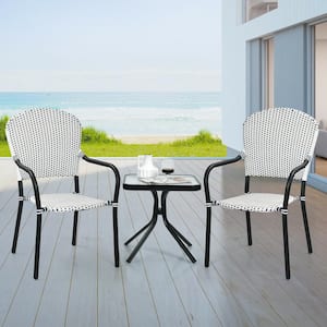 Rattan Stackable Steel Outdoor Dining Chair (Set of 4)