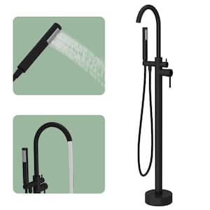 Freestanding Bathtub Faucet Black, Single Handle Bathroom Faucets with Single Shower Hand, 6 GPM