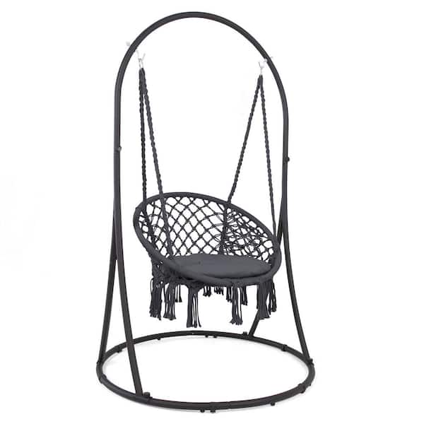 Atesun 6.1 ft. Hammock Chair with Stand Included, Heavy-Duty Hanging Chair with Stand 330 lbs. Capacity, Patent Pending in Gray