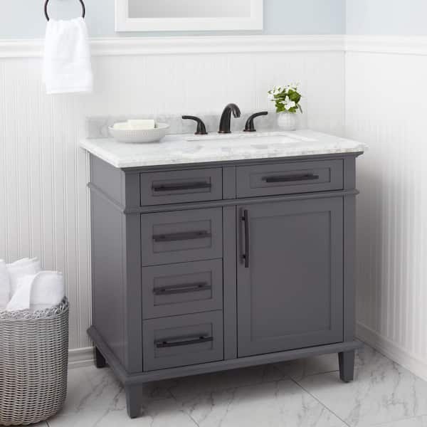 Builders 8 in. Widespread Double-Handle High-Arc Bathroom Faucet in Bronze