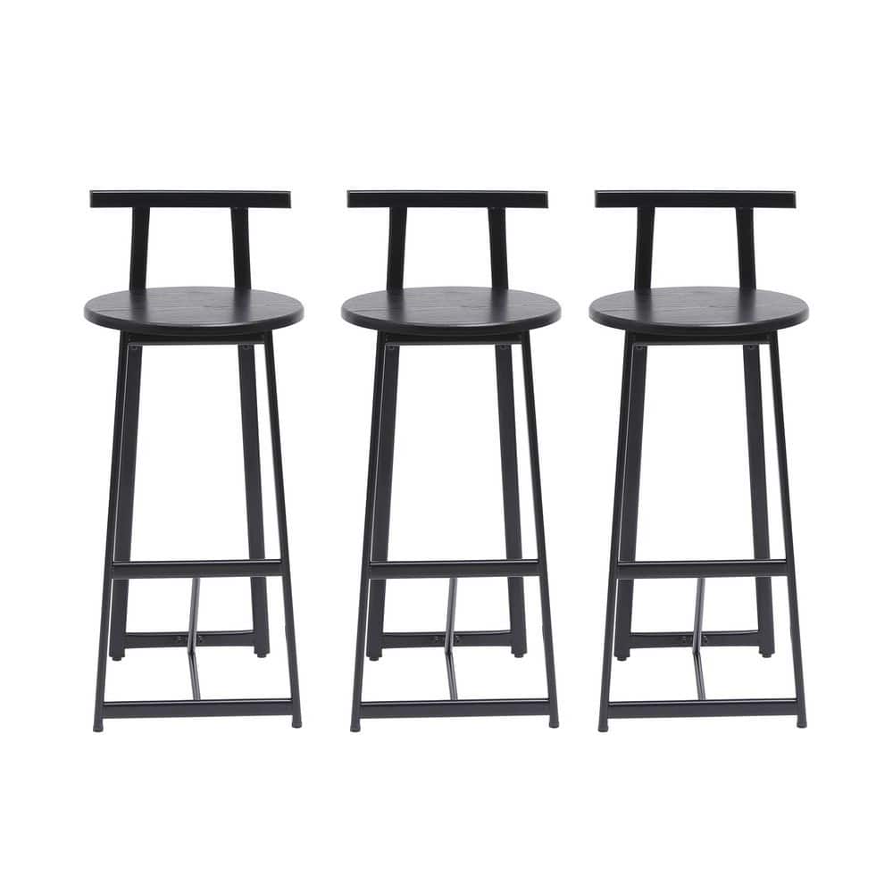 3-Piece Wooden Indoor Outdoor High Bar Stools in Black price history on PriceWatchPro