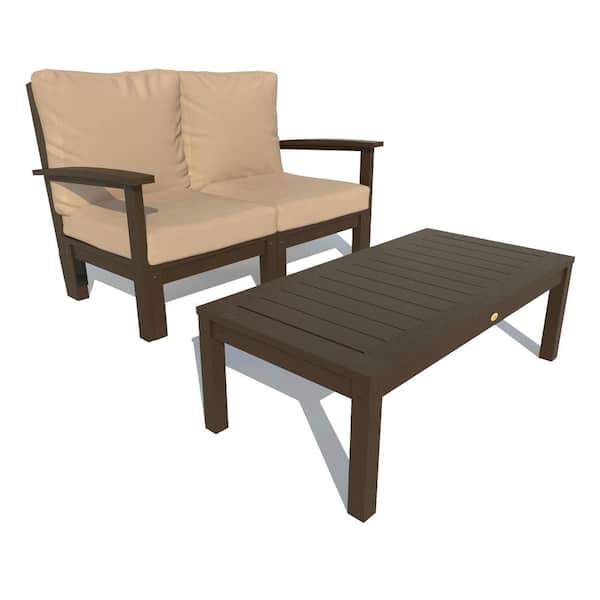 Highwood Bespoke Deep Seating 2-Piece Plastic Outdoor Loveseat and Conversation Table with Cushions