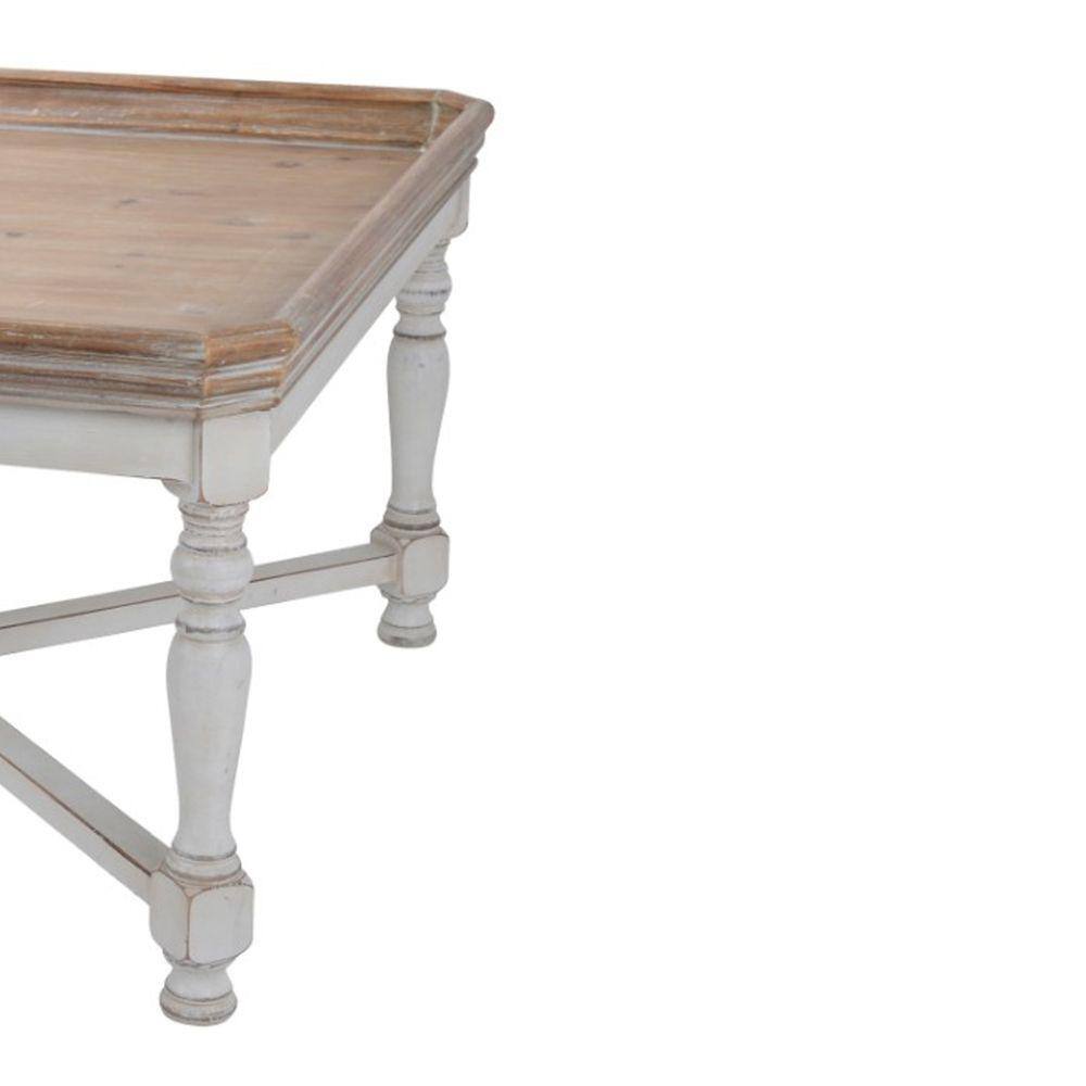 Whitewashed Brown and Creamy White Square Wooden Coffee Table