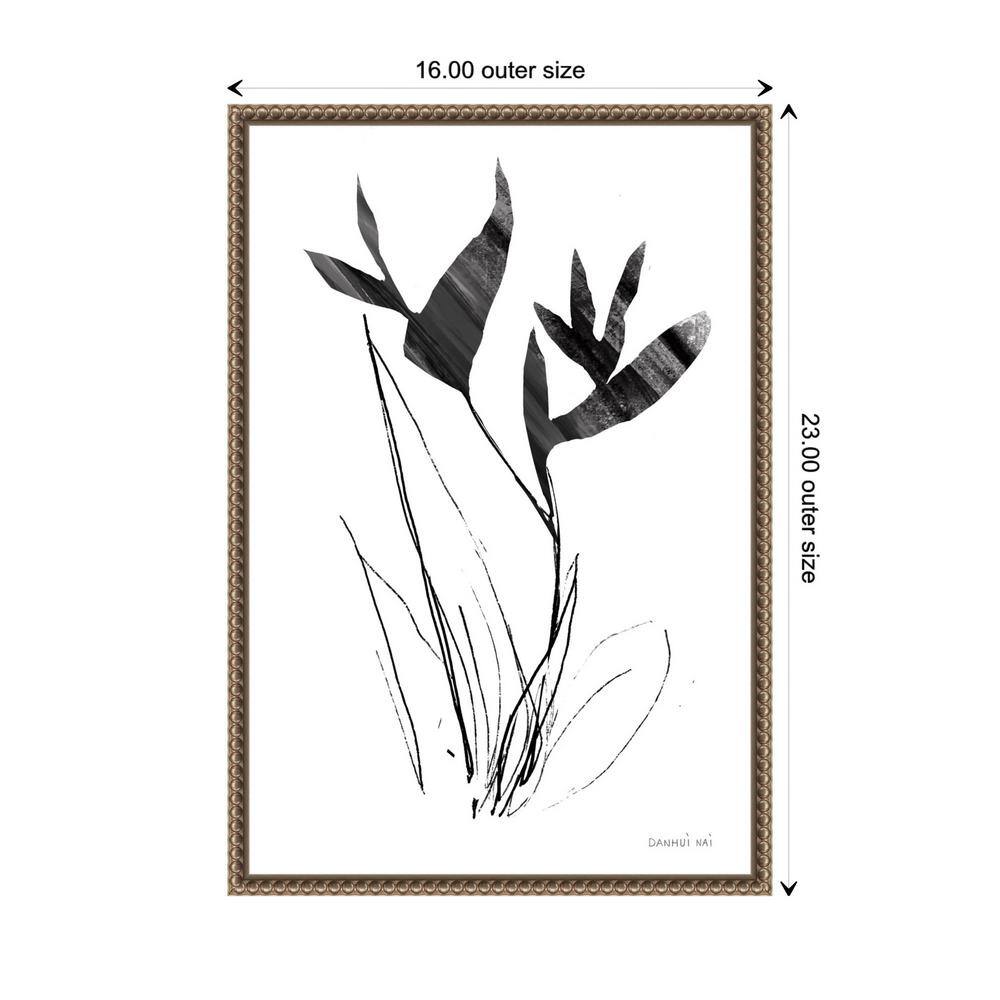 Paradise Botanicals I Black and White Canvas Print with Bronze Frame
