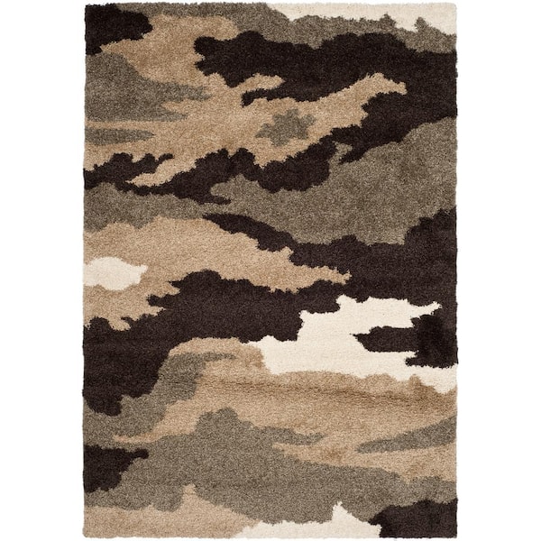 SAFAVIEH Florida Shag Beige/Multi 9 ft. x 12 ft. Floral Area Rug