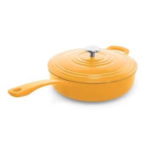 4 qt. Round Cast Iron Saute Skillet in Marigold with Lid