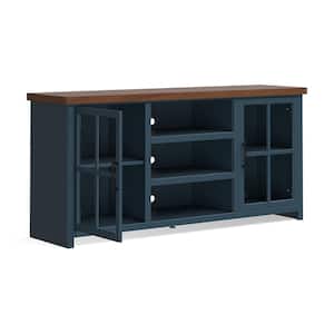 66 in. Fully Assembled Blue and Whiskey TV Stand, Fits TV's up to 75 in.