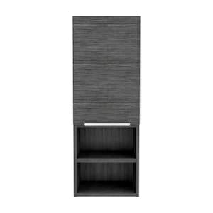 11.8 in. W x 10.04 in. D x 32.17 in. H Bathroom Storage Wall Cabinet with 1 Door, 2 External & Interior Shelves in Gray