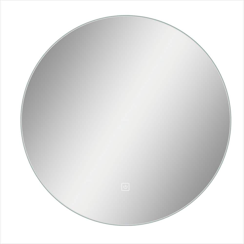 New 23.6 in. W x 23.6 in. H Silver Frameless Round LED Illuminated Wall Mir