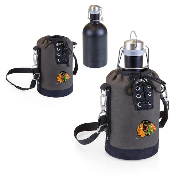 Picnic Time Chicago Blackhawks 64 Oz Grey And Matte Black Stainless Steel Beer Growler 610 84 105 074 10 The Home Depot