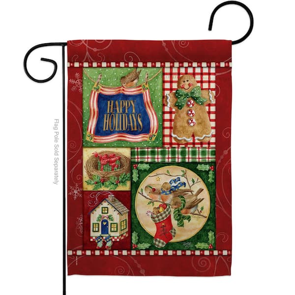 Breeze Decor 13 in. x 18.5 in. Happy Holiday Gingerbread Christmas Garden Flag Double-Sided Winter Decorative Vertical Flags