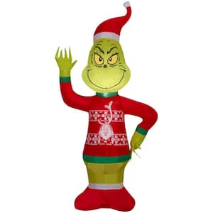 4 ft. H x 2 ft. W Airblown Grinch in Max Sweater Christmas Inflatable with LED Light