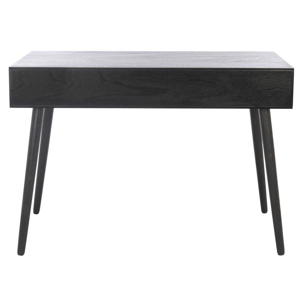 Mid-Century Charm Black Writing Desk with Splayed Legs and Drawer