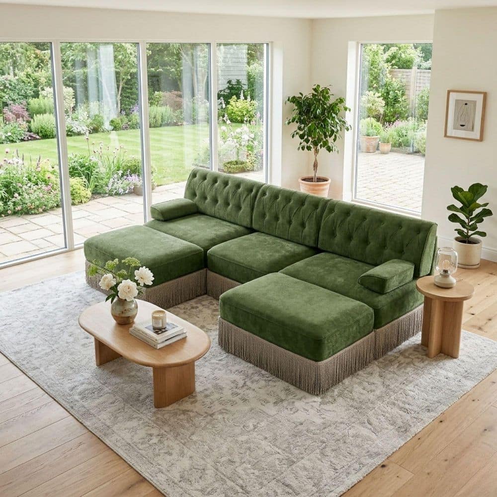 Homy Casa LEON 106.1 in.5-Piece Velvet Modular Sectional Sofa Set