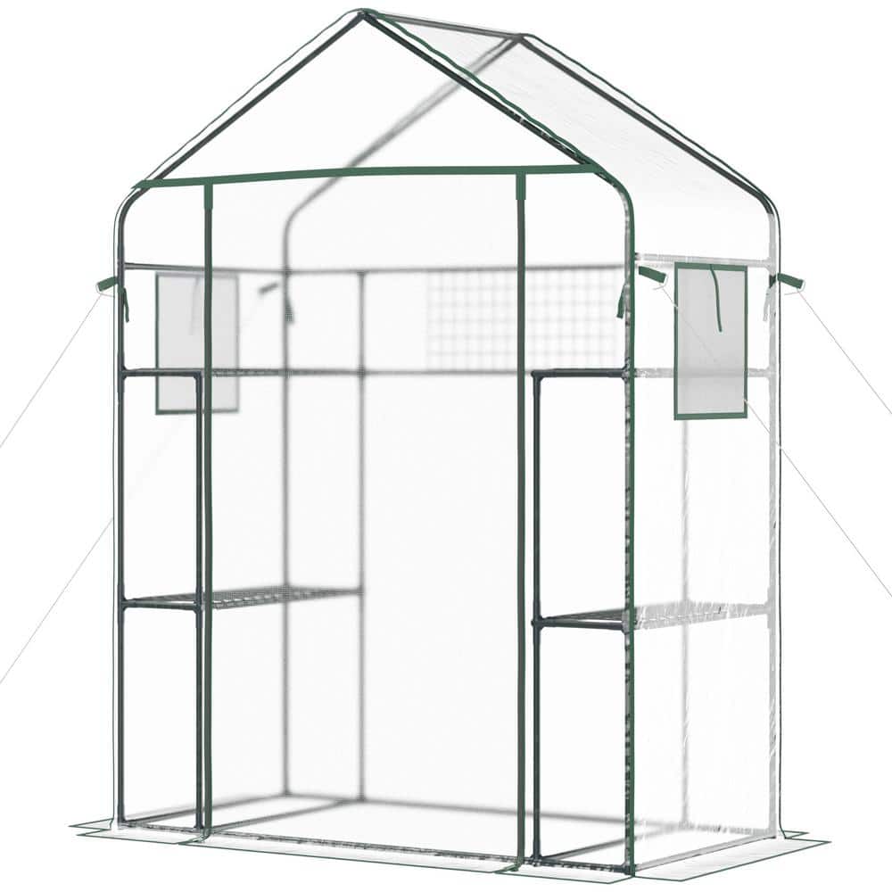 56 in x 28.75 in Outdoor Walk-In Mini Greenhouse with Mesh Door and Windows