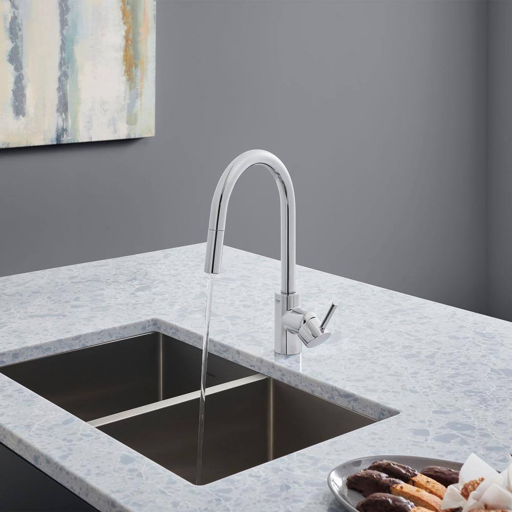 Chrome Modern Pull-Down Single Handle Kitchen Faucet