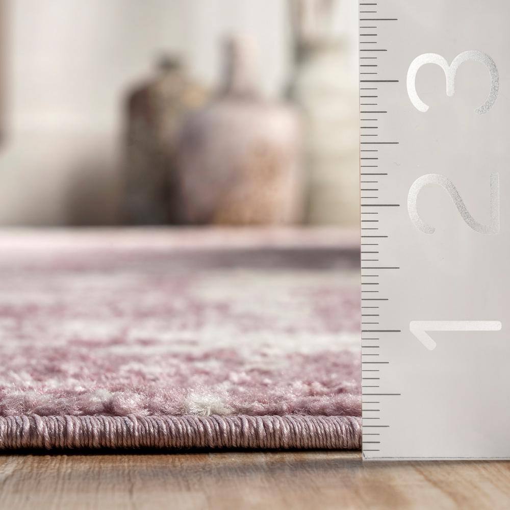 Deedra Pink and Ivory Abstract 9' x 12' Synthetic Area Rug