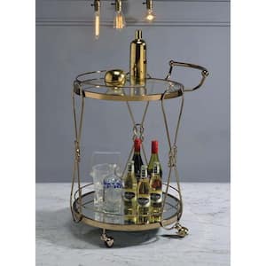 Champagne Kitchen Cart with Glass Top
