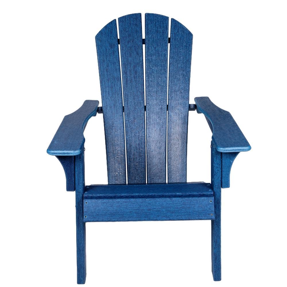 Navy Blue HDPE Plastic Adirondack Chair Weather Resistant Outdoor Chairs Se