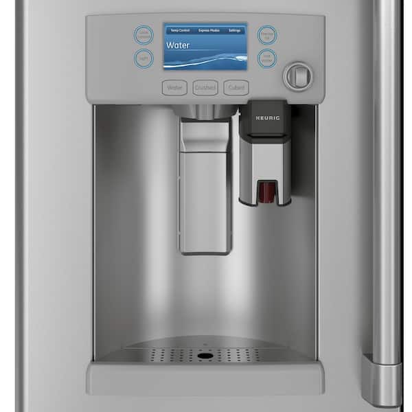 Cafe 22 2 Cu Ft Smart French Door Refrigerator With Keurig K Cup In Stainless Steel Counter Depth And Energy Star Cye22up2ms1 The Home Depot