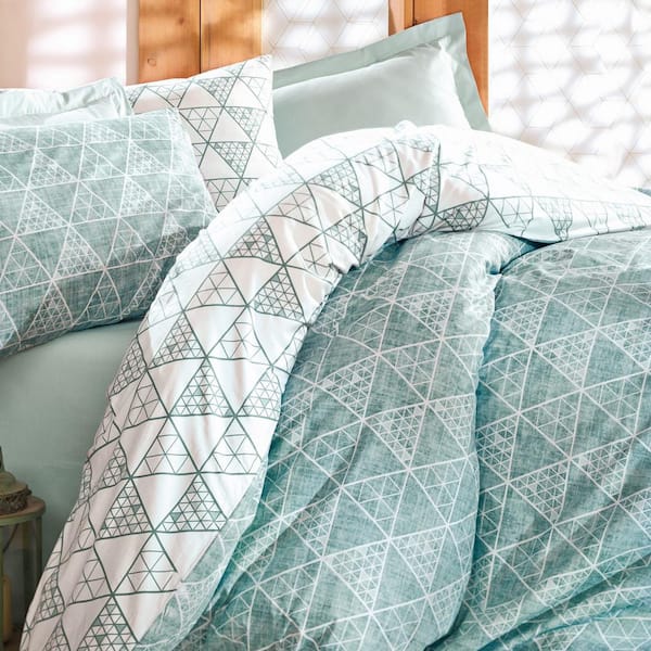 Mint Waives Duvet Cover Set, Full Size Duvet Cover, 1 Duvet Cover, 1 Fitted Sheet and 2 Pillowcases, Iron Safe