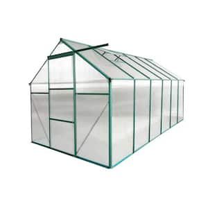 6 ft. x 12 ft. Aluminum Outdoor Heavy Duty Walk-in Greenhouse for 4-Seasons Backyard, Garden, Green