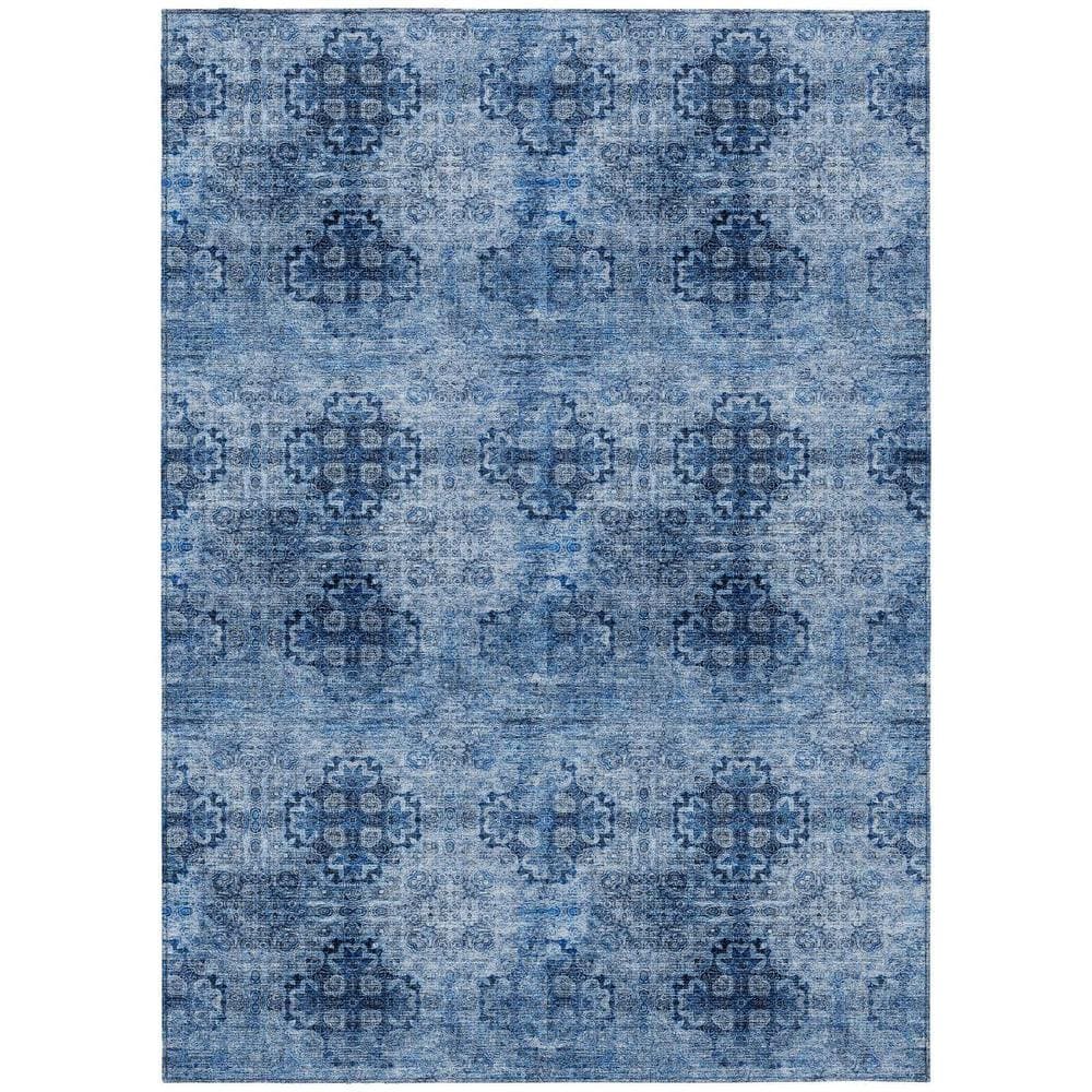 Navy Blue 3 ft. x 5 ft. Woven Floral Medallion Rectangle Indoor/Outdoor Area Rug price history on PriceWatchPro