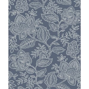 Larkin Blue Floral Blue Wallpaper Sample
