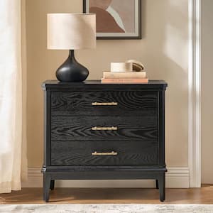 JAYDEN CREATION Enzo Black 2 Drawer Nightstand with USB and LED