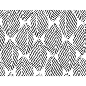 Spot Leaves Black and White Vinyl Peel and Stick Wallpaper Roll (Cover 40.50 sq. ft.)