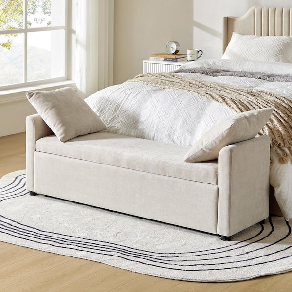 Felipe Wide Linen Storage Bench with Plastic Legs 59.4 in