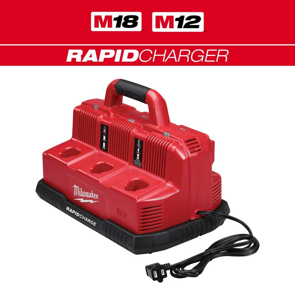 6-Port Rapid Charger Station For Milwaukee M18 18V Batteries - Simultaneous Fast Charger Replacement For 48-59-1807