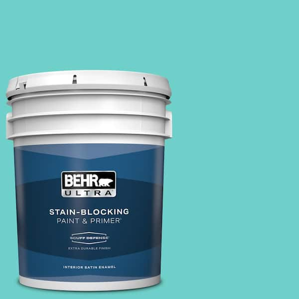 BEHR ULTRA 5 gal. #P450-4 Hidden Sea Glass Extra Durable Satin Enamel Interior Paint & Primer