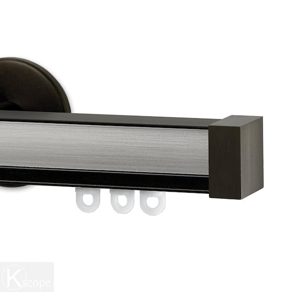 Art Decor Nexgen 106 in. Non-Adjustable Single Traverse Window Curtain Rod Set with Bronze Endcap and Ebony Applique