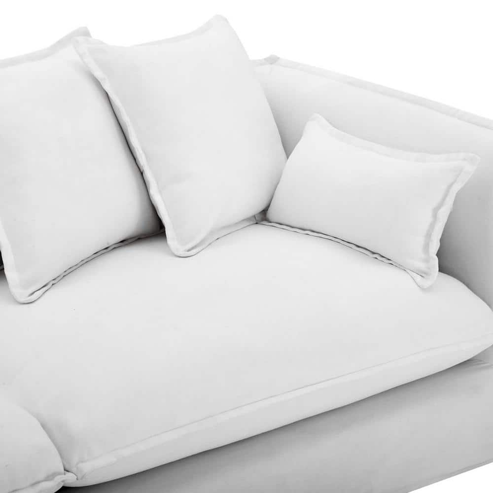 Avalon 75" White Slipcover Fabric Sofa with Dense Foam Padding