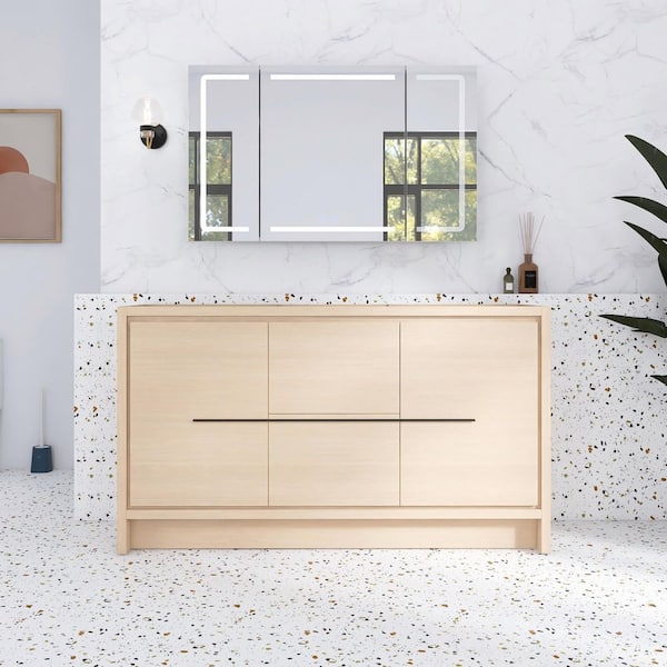 60 in. Bath Vanity Cabinet without Top in Dune Oak Unassembled