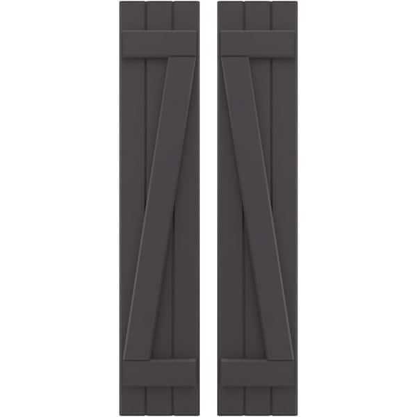 Ekena Millwork 10-1/2 in. W x 45 in. H Americraft 3 Board Exterior Real Wood Joined Board and Batten Shutters with Shadow Mountain