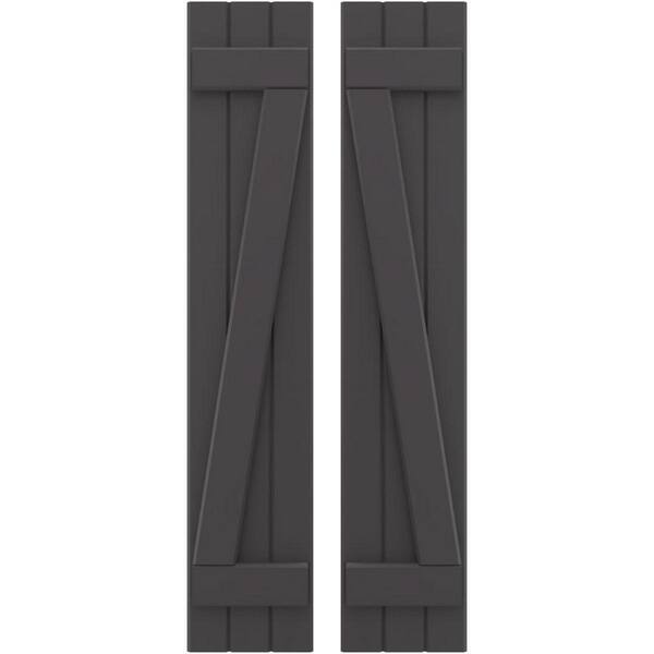 Ekena Millwork 10-1/2 in. W x 56 in. H Americraft 3-Board Exterior Real Wood Joined Board and Batten Shutters w/Z-Bar Shadow Mountain