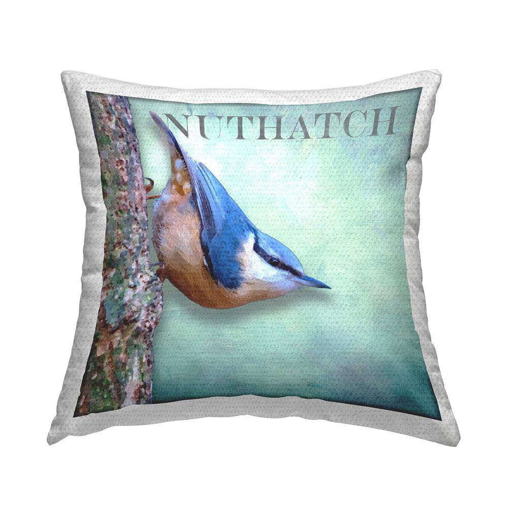 Blue Nuthatch Bird Woodland Nature Blue Square Outdoor Throw Pillow price history on PriceWatchPro