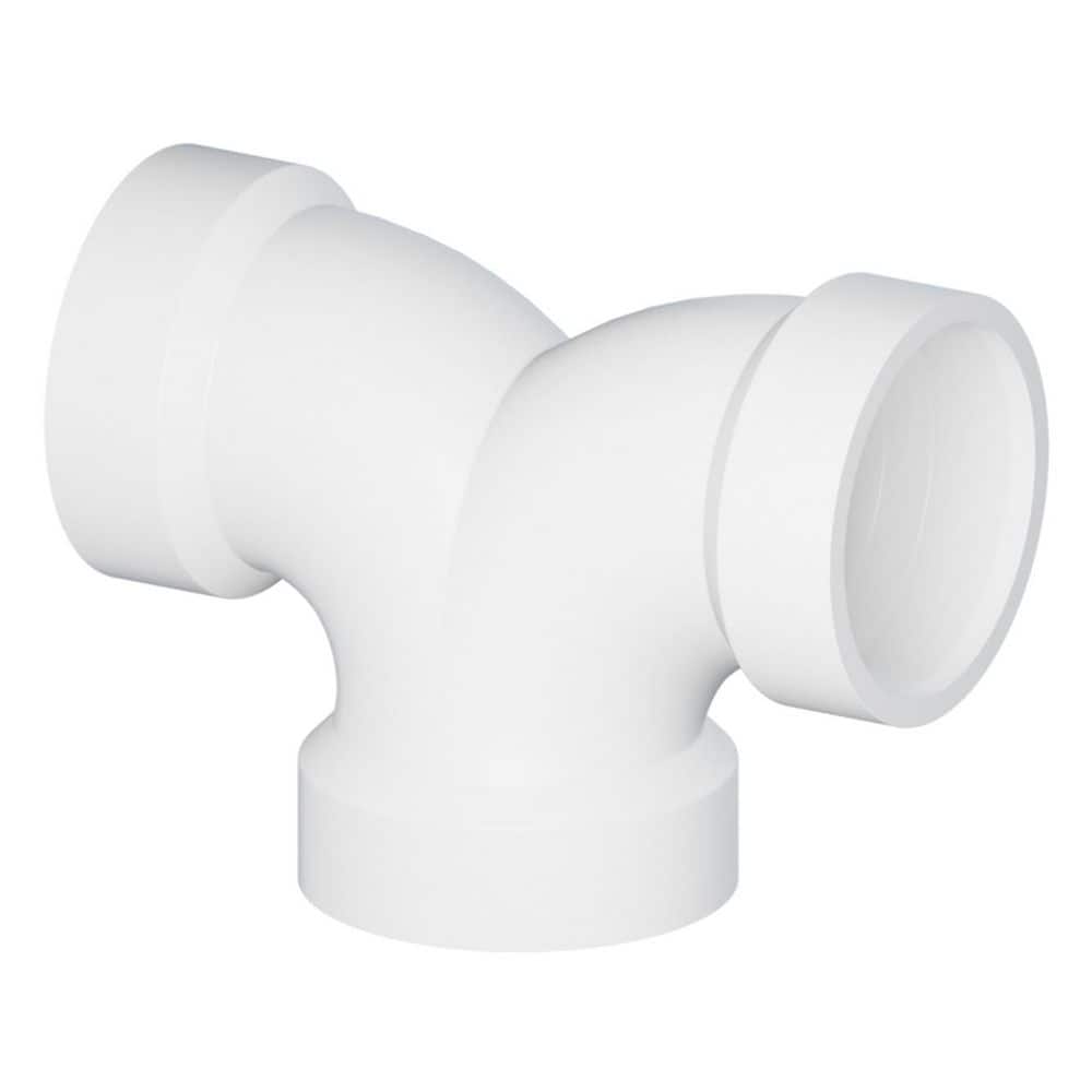 2 in. White Rigid PVC DWV Double 1/4 Bend 90° Elbow, Hub x Hub x Hub, Drain Waste Vent Fitting, (25 Pack) price history on PriceWatchPro