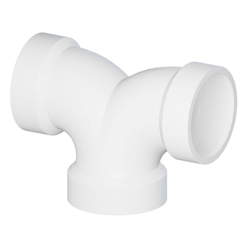 3 in. White PVC DWV Double 1/4 Bend 90° Elbow, Hub x Hub x Hub, Drain Waste Vent Fitting, (10 Pack) price history on PriceWatchPro