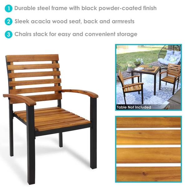 Sunnydaze Sunnydaze Black Metal and Accacia Wood Outdoor