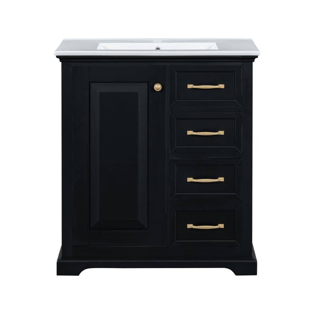 30 in. W x 18.3 in. D x 34 in. H Single Sink Freestanding Bath Vanity in Bl
