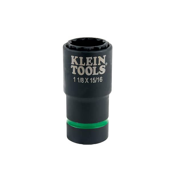 Klein Tools 2-in-1 Impact Socket, 12-Point, 1-1/8 and 15/16-Inch