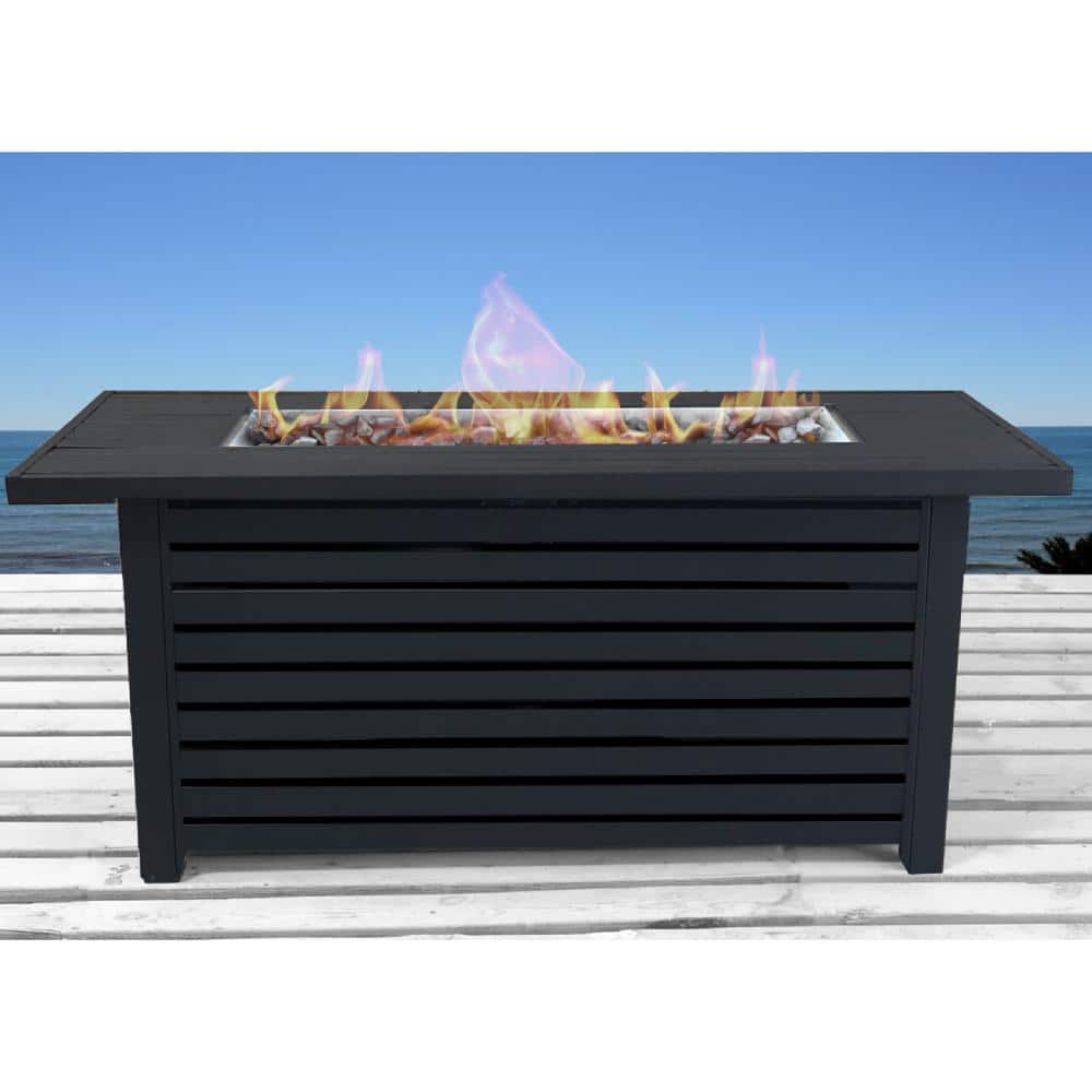 54 in. Outdoor Covered Steel Propane/Natural Gas Fire Pit Table, 50,000 BTU